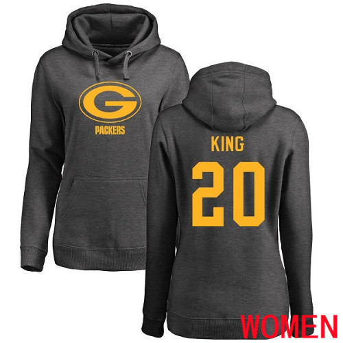 Green Bay Packers Ash Women #20 King Kevin One Color Nike NFL Pullover Hoodie Sweatshirts->nfl t-shirts->Sports Accessory